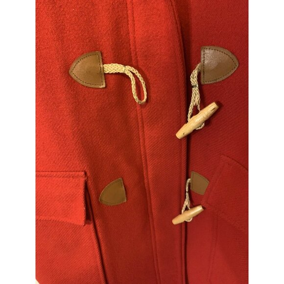 Lands End Hooded Wool Parka Toggle Coat Jacket Red Women’s Sz M MADE IN USA - Picture 5 of 9